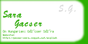 sara gacser business card